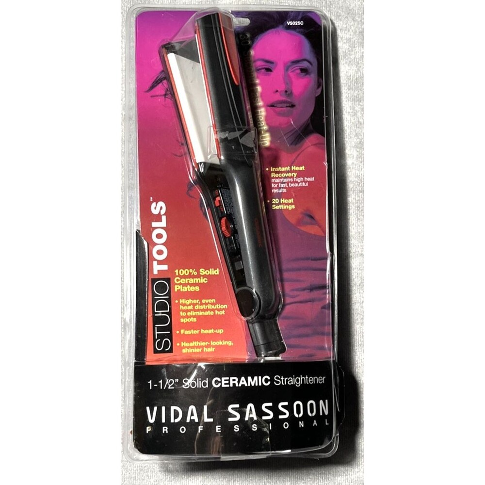 Vidal Sassoon 1.5" Ceramic Hair Straightener Flat Iron 20 Settings Fast Heat Up